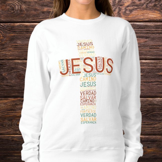 Camiseta Espanhol-Cristão de Jesus e Fé Cruz Mulheres (Criador carregado)