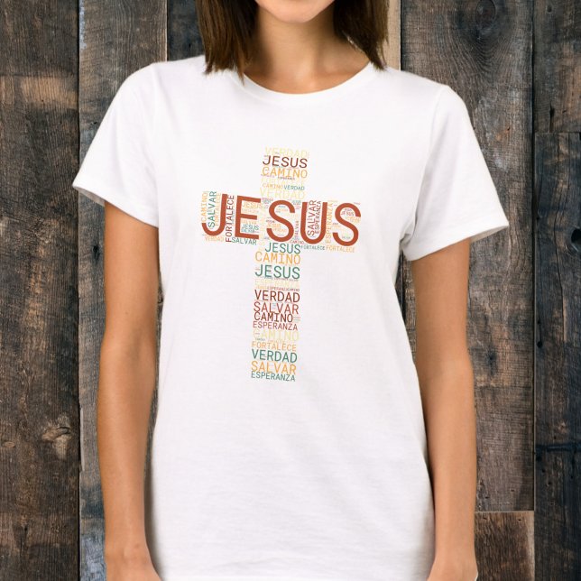 Camiseta Espanhol-Cristão de Jesus e Fé Cruz Mulheres (Criador carregado)