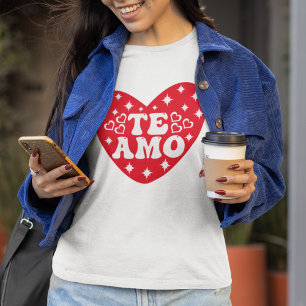 Camiseta Espanhol Eu Te Amo O Dia de os namorados Vermelho 