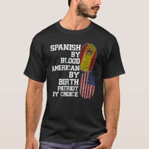 Camiseta Espanhol por sangue americano por parto patriota e