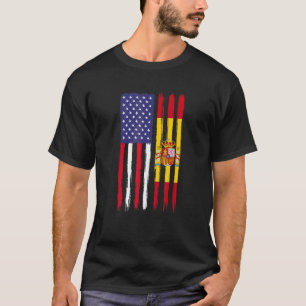 Camiseta Espanhol Roots Half American Flag Patriótico espan