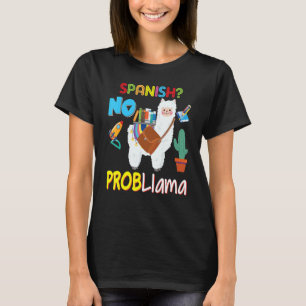 Camiseta Espanhol Sem Problema Llama Criança Aluno Chá