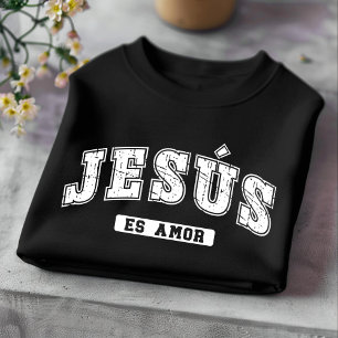 Camiseta Espanhola Cristã Desgastada Jesús Es Amor