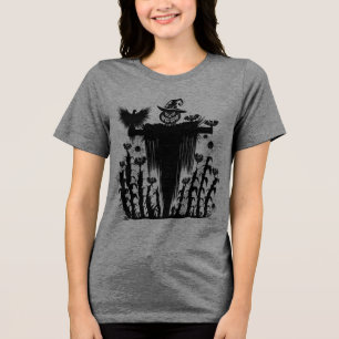 Camiseta Espantalho de Halloween Gótico Assustador Abóbora