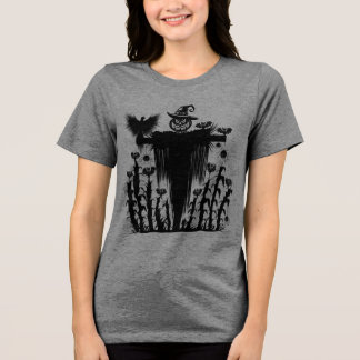 Camiseta Espantalho de Halloween Gótico Assustador Abóbora
