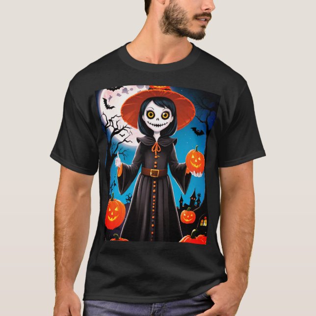 Camiseta espantalho e abóbora do Halloween (Frente)