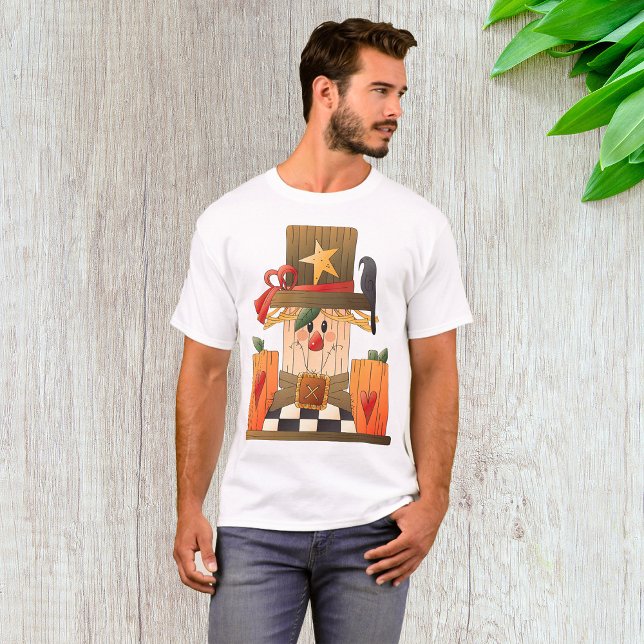 Camiseta Espantalho Russo com Pumpkins e Corvo (Criador carregado)