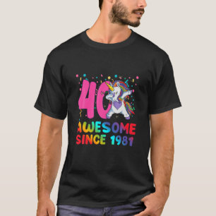 Camiseta Espantoso Desde 1981 A Dabbing Unicorn, 40 Anos, 4
