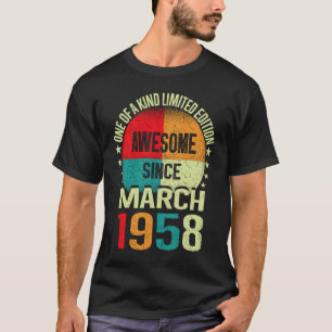 Camiseta Espantoso desde março de 1958 Vintage 65th Birt