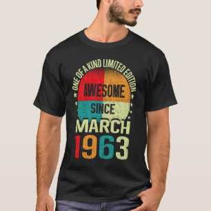 Camiseta Espantoso desde março de 1963 Vintage 60th Birt