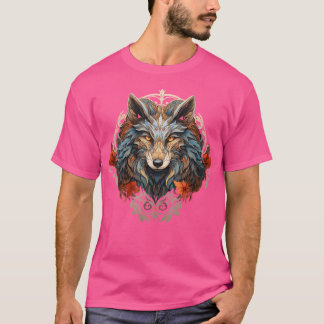 Camiseta Espantoso do Lobo do Outono Fall Season Art Noveau