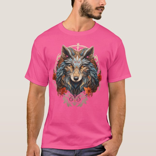 Camiseta Espantoso do Lobo do Outono Fall Season Art Noveau (Frente)