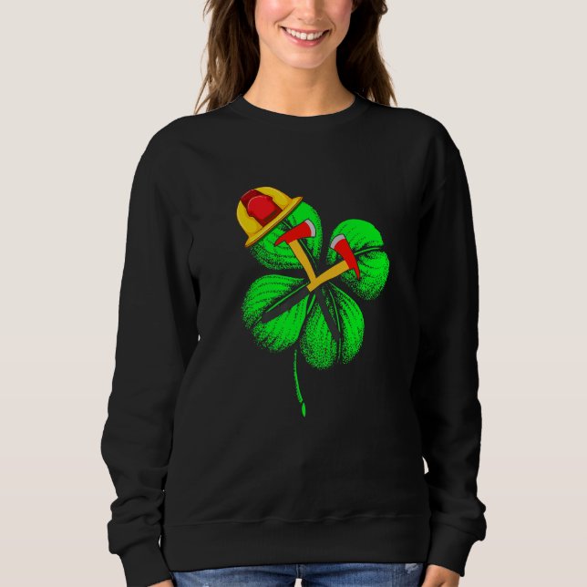 Camiseta Espantoso Saint Patrick S Day Firefighter Shamrock (Frente)