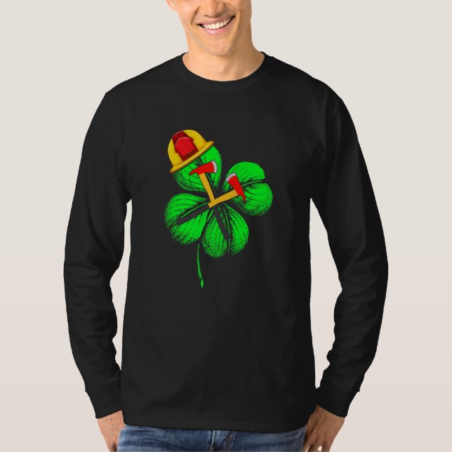 Camiseta Espantoso Saint Patrick S Day Firefighter Shamrock (Frente)