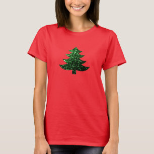 Camiseta Espargos verdes de árvore de Natal cintilante