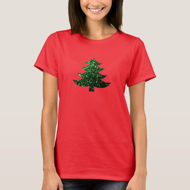 Camiseta Espargos verdes de árvore de Natal cintilante (Frente)