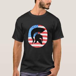 Camiseta Esparta Soldier American Flag Usa Spartan Gladiato