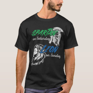 Camiseta Espartano no sábado Leão no domingo Diversão Vinta