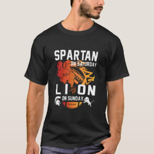 Camiseta Espartano no sábado Leão no domingo Mulheres engra
