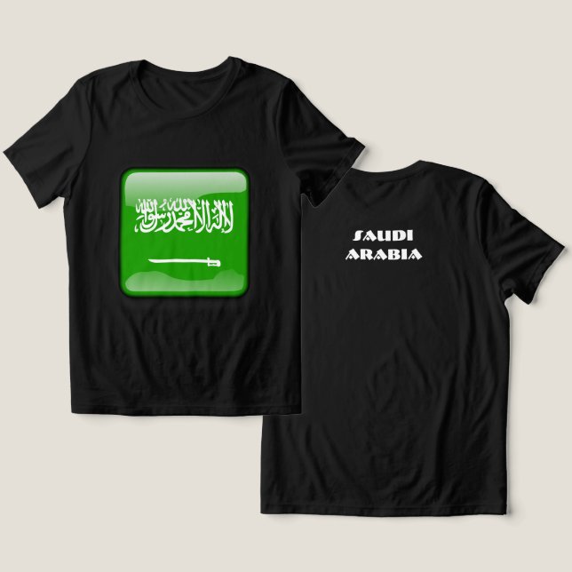 Camiseta Especial da ARÁBIA SAUDITA Presente Azul Turístico (Design Frente e Verso)