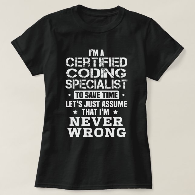 Camiseta Especialista em Codificação Certificado (Frente do Design)