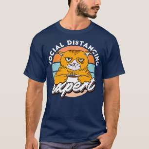 Camiseta Especialista em Distância Social Engraçado Gato Sa