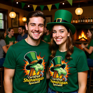 Camiseta Especialista em Shenanigan Certificado frente / ve