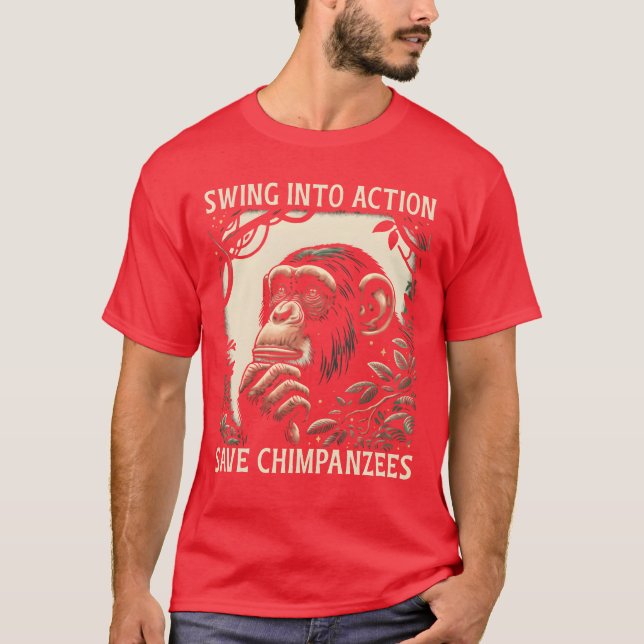 Camiseta Espécie Ameaçada Chimpanzé Direitos dos Animais am (Frente)