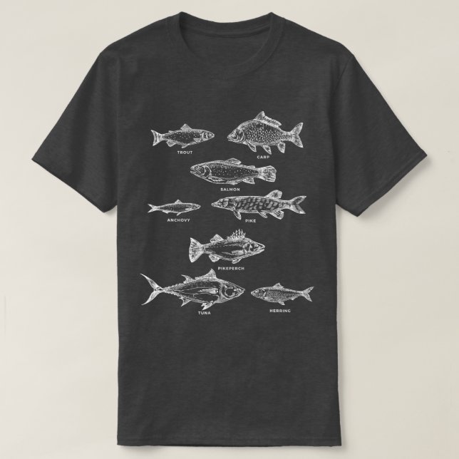 Camiseta Espécie Peixes Animais do Mar Biológico Pesca (Frente do Design)