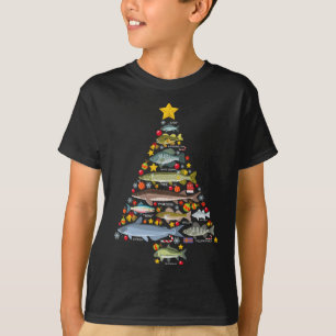 Camiseta Espécies de Peixes de Água Doce Árvore de Natal Pe