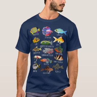 Camiseta Espécies De Peixes De Pesca Biologia Tipos De Aquá