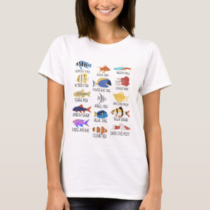 Camiseta Espécies De Peixes Tipos De Peixes Águas frescas