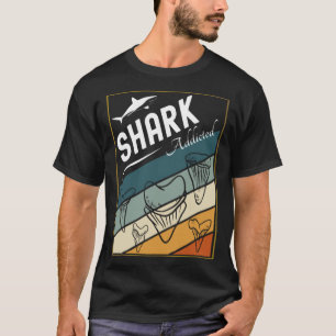 Camiseta Espécies de Tubarões do Mar Retro Dentes de tubarã