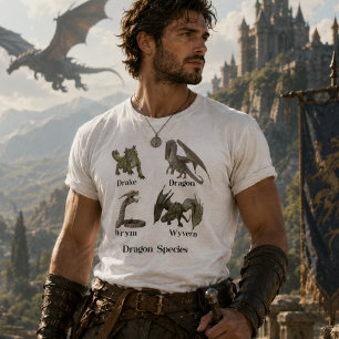 Camiseta Espécies Dragões Tipos Wyvern Drake Wrym