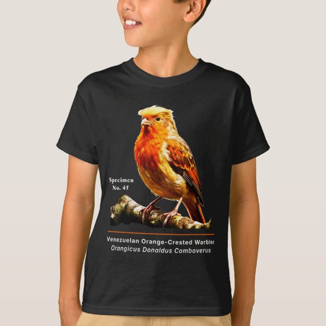 Camiseta Espécime Paródia do Pássaro-cantor de Crista Laran (Frente)