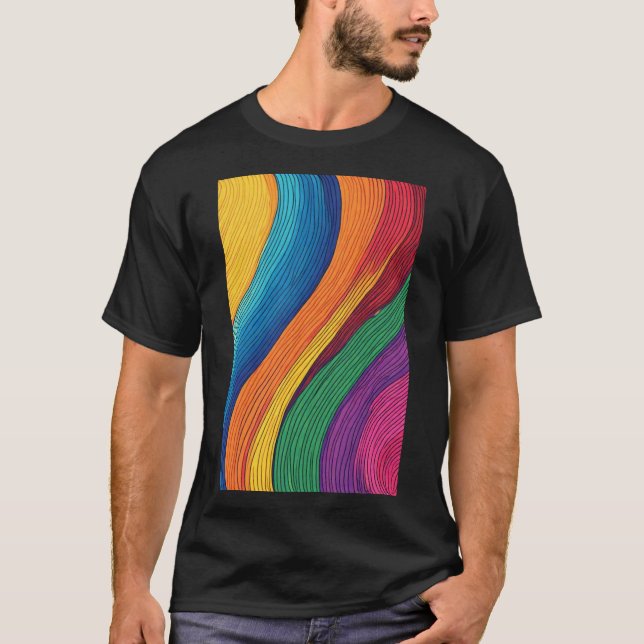 Camiseta Espectro De Fluxo: Um Abstrato Vibrante Arco-Íris (Frente)