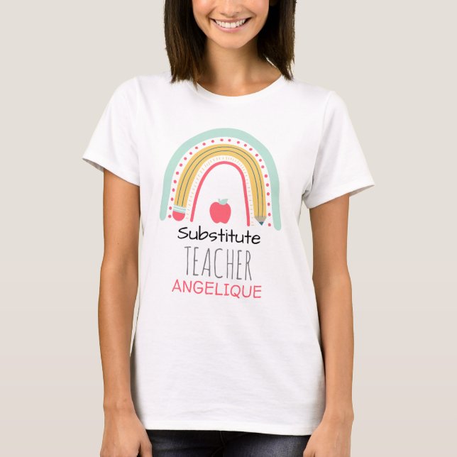 Camiseta Espectro educacional: arco-íris substituto do prof (Frente)