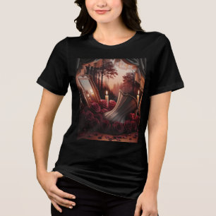 Camiseta Espelho de Cama de Senhora Gótico Vitoriano com Ro