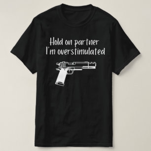 Camiseta Espera, Parceiro, Sou Estimulado, Homem Cowboy.