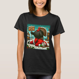Camiseta Espera, Seu Garoto Gordo A Turquia Papai noel Engr