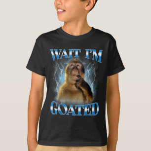 Camiseta Espera, sou Deus, macaco pensativo engraçado meme 