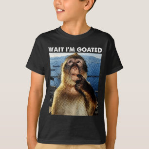 Camiseta Espera, sou Goated, macaco pensativo engraçado Mem