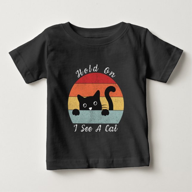 Camiseta Espera, Vejo Um Gato, Brincadeira E Gato Humoroso (Frente)
