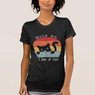 Camiseta Espera, Vejo Um Gato, Brincadeira E Gato Humoroso