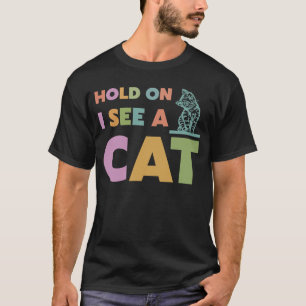 Camiseta Espera, vejo um gato Gato 1