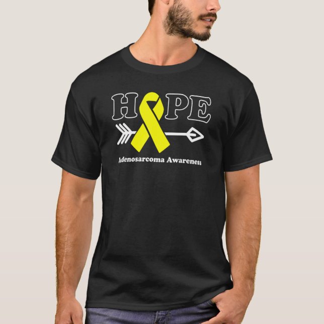 Camiseta Esperança Adenosarcoma Consciência Fita Amarela (Frente)