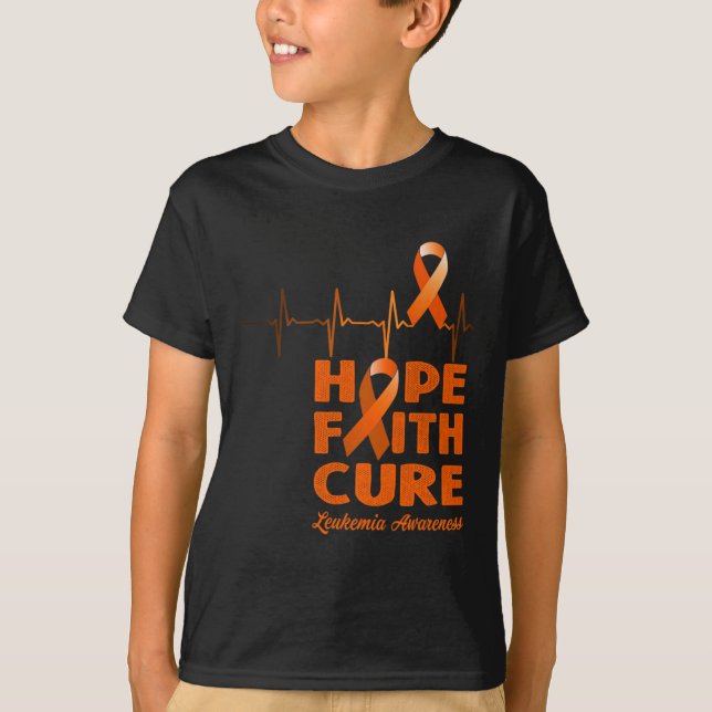 Camiseta Esperança Cura de Fé - Consciência da Leucemia (Frente)