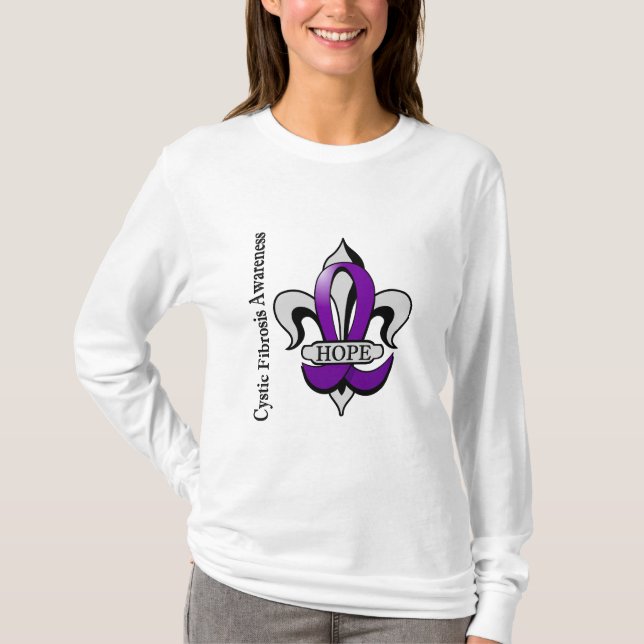 Camiseta Esperança da fibrose cística da flor de lis (Frente)