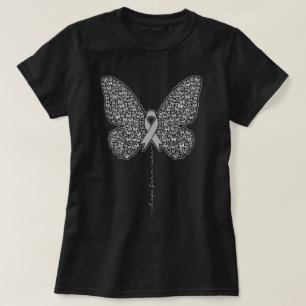 Camiseta Esperança De Cancer Do Cérebro Da Borboleta Para U
