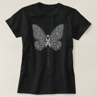 Camiseta Esperança De Cancer Do Cérebro Da Borboleta Para U